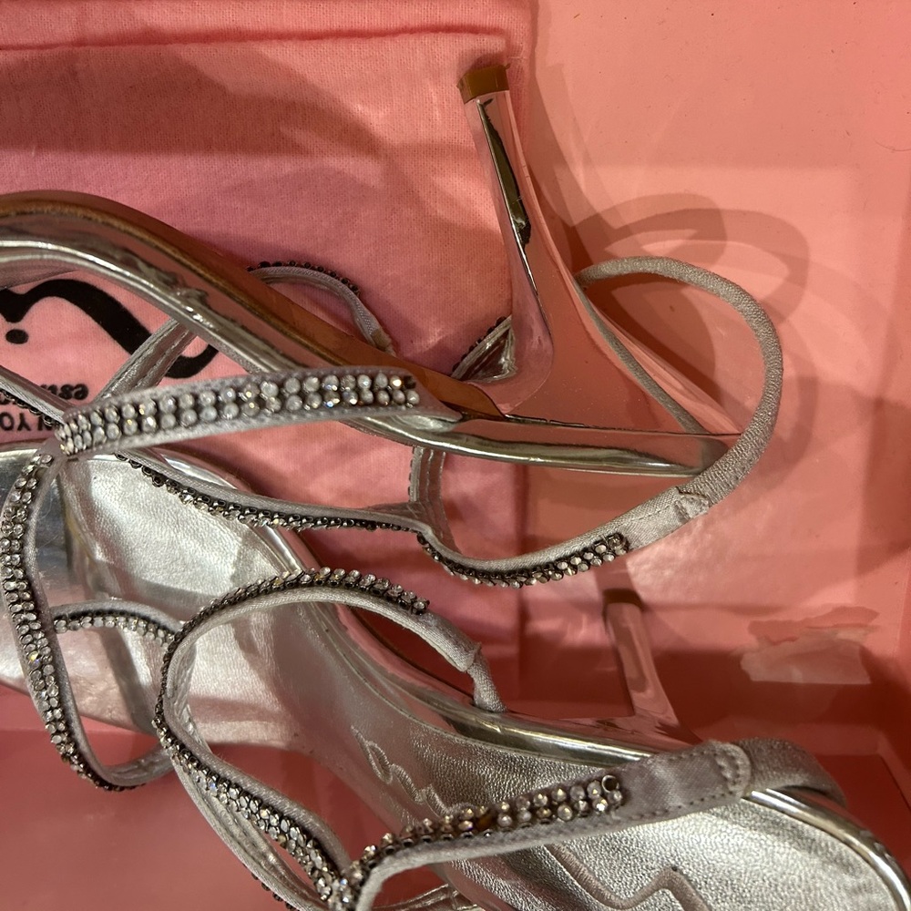Nina Silver Rhinestone Sandals - Picture 2 of 5